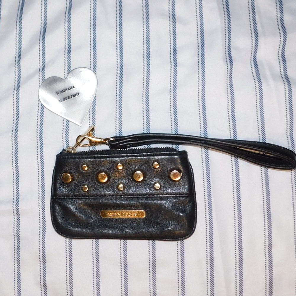 Michael KorsBlack studded leather Coin Pouch -- Key FOB/Coin Purse